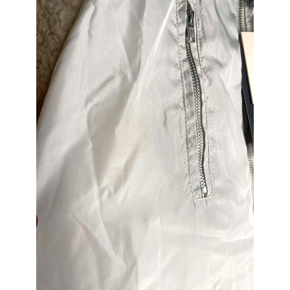 Pretty Little‎ Thing Women's Coat Jacket Bomber Front Borg Puffer Size 10 beige - Picture 12 of 12